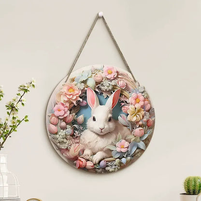 Velikonoční závěsný věnec se zajíčkem a lapačem slunce 🌸 | Druhý kus za polovic