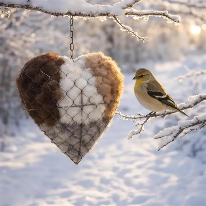 Ručně vyráběné srdce z alpaky 🐦 – přírodní hnízdní stanice pro zahradní ptáky