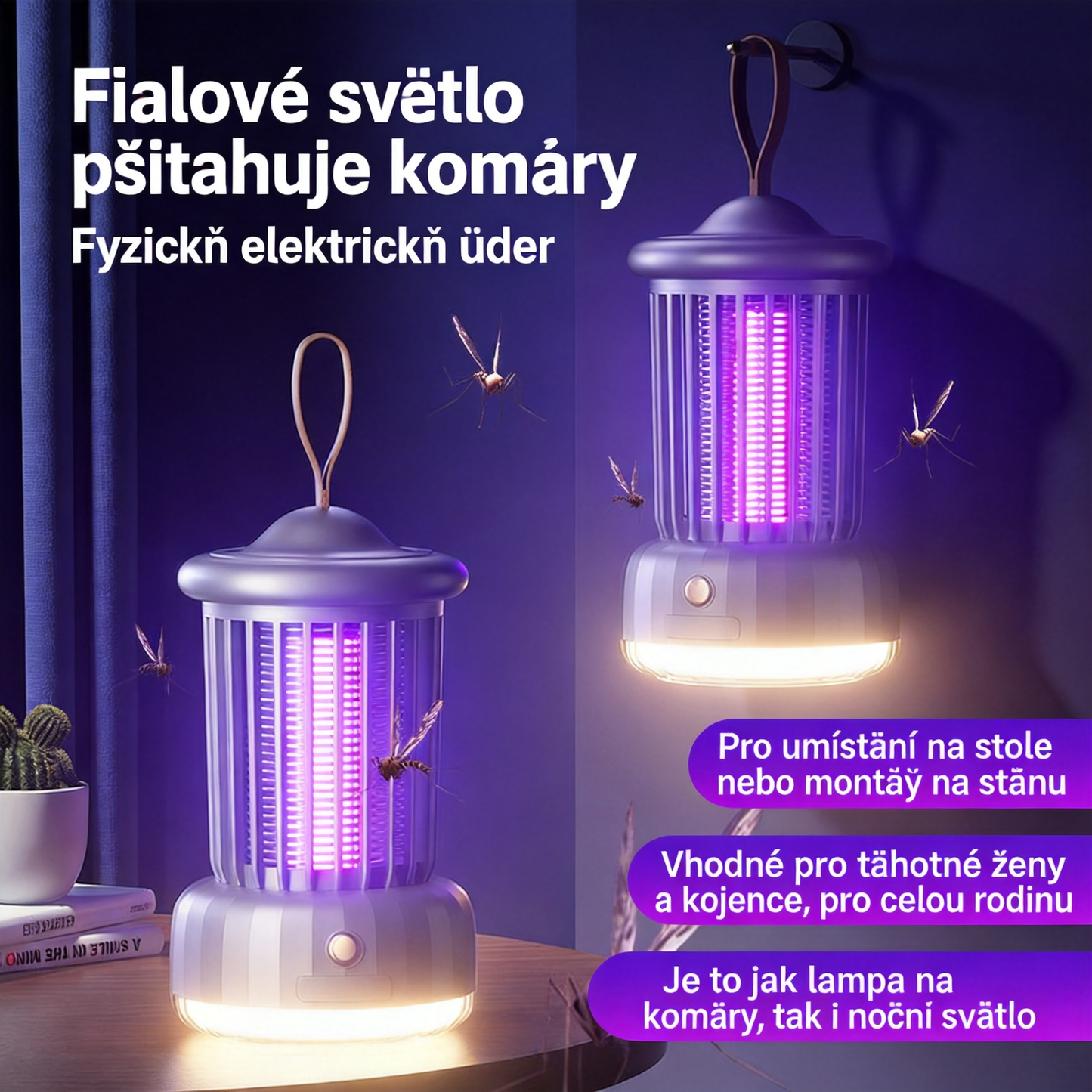[🎉 Exkluzivně pro členy ]🦟 Závěsná UV lampa proti komárům – účinná, zdravá a bezchemická ochrana ✨